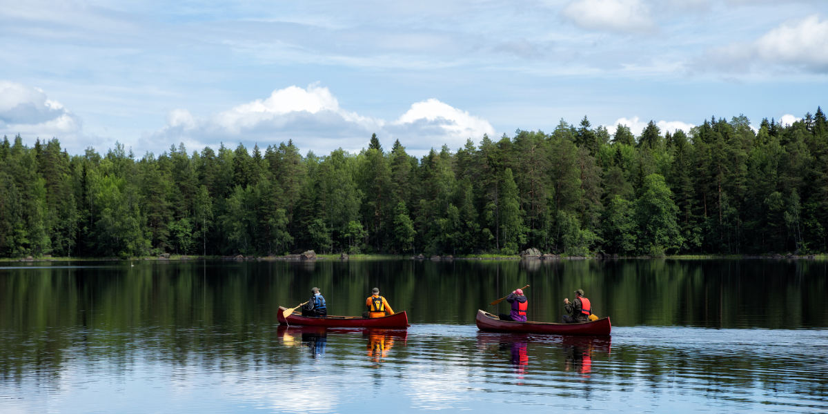 Course en canoë et visite d'un chenil de huskys 
