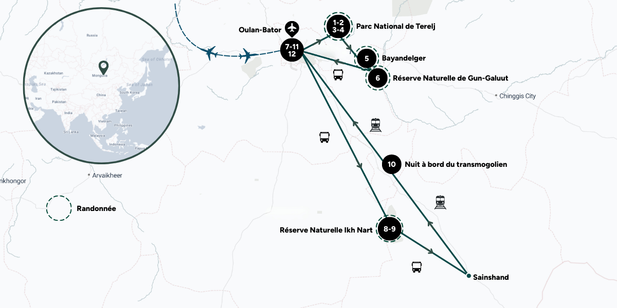 Itinéraire de ton aventure en Mongolie 