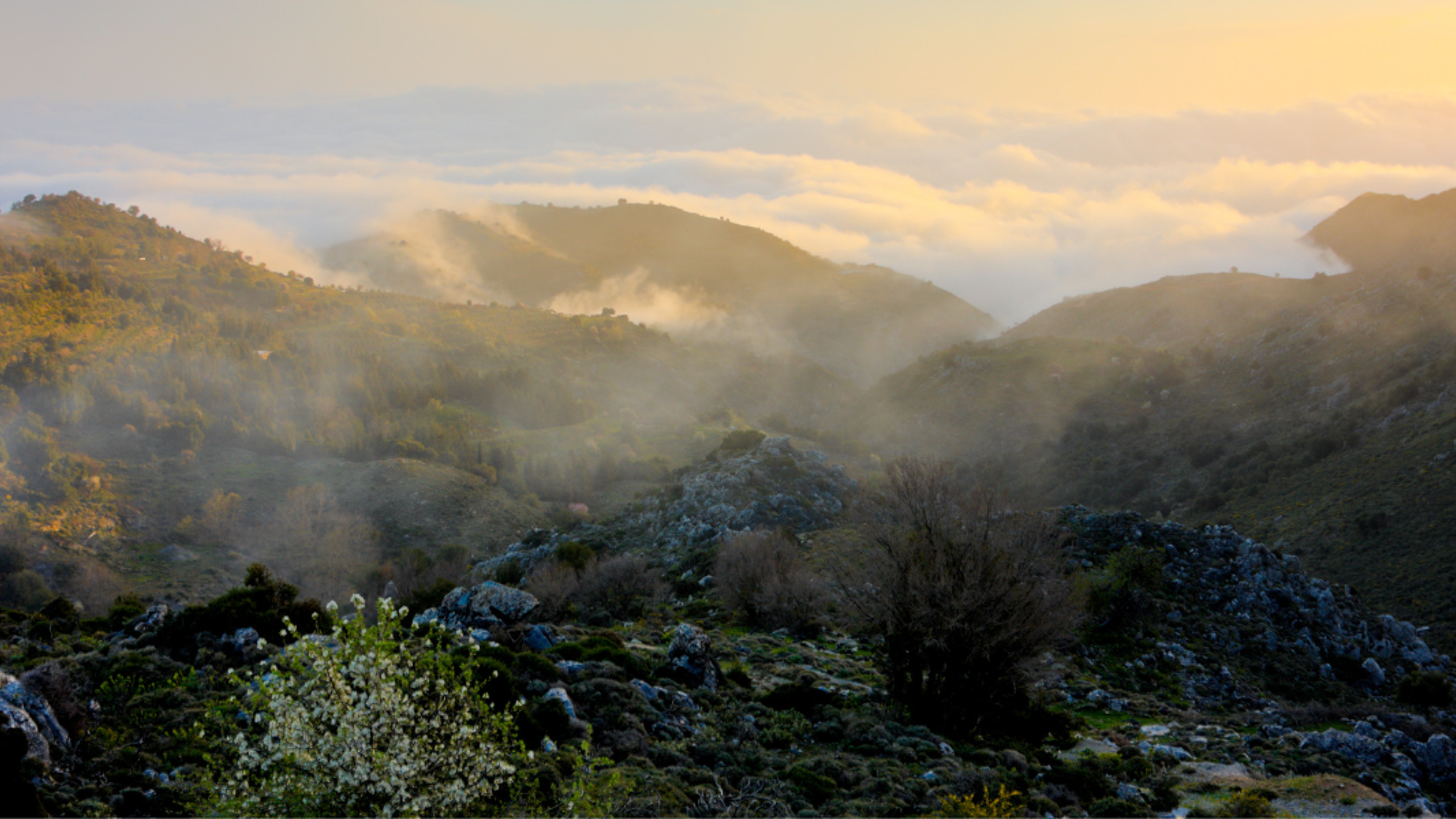 Le sunset sur le plateau d'Omalos, face aux montagnes blanches, jour 4