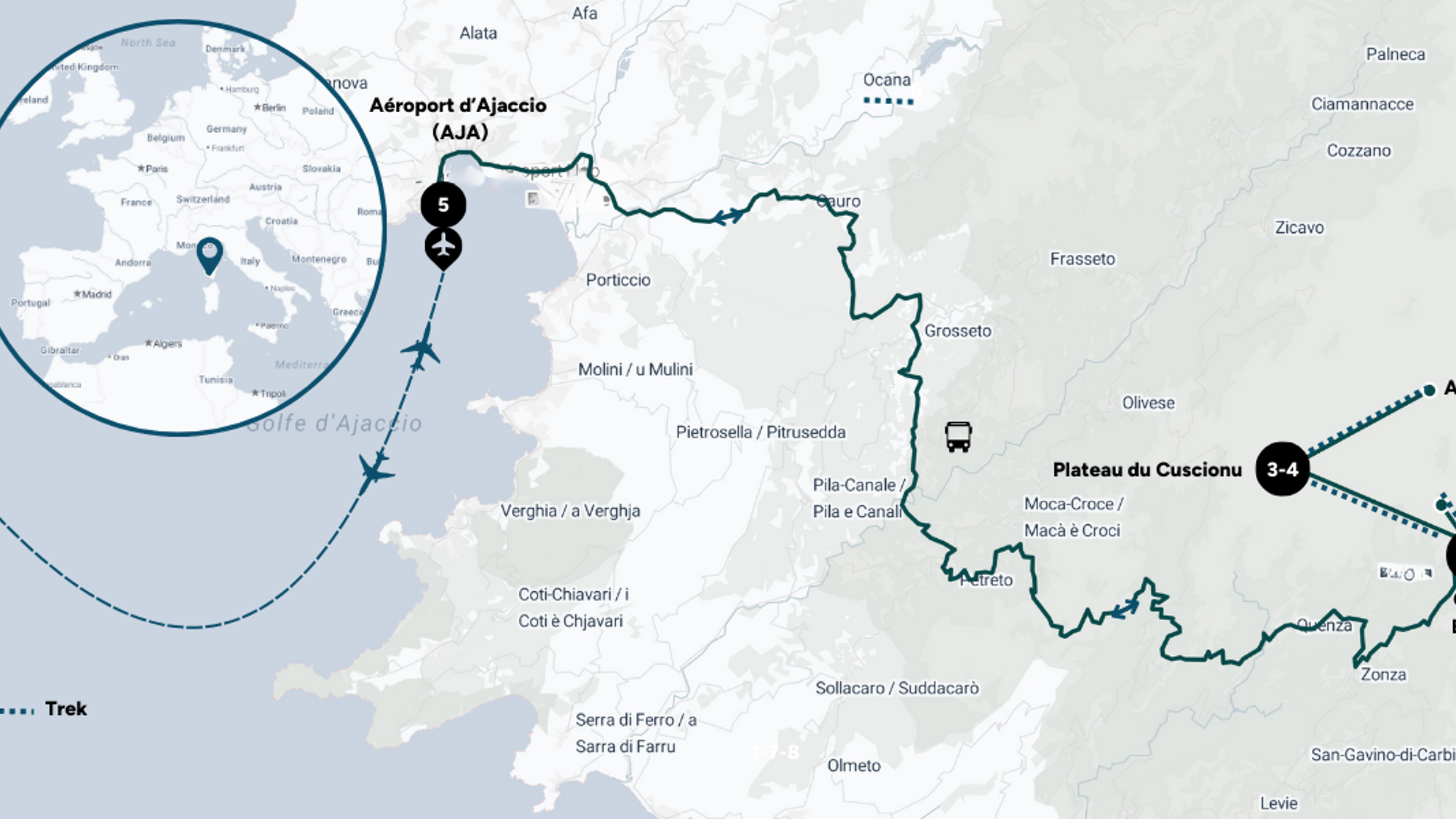 L'itinéraire de ton aventure en Corse-du-Sud