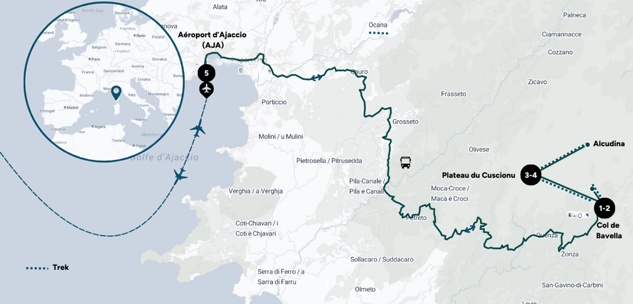 L'itinéraire de ton aventure en Corse-du-Sud