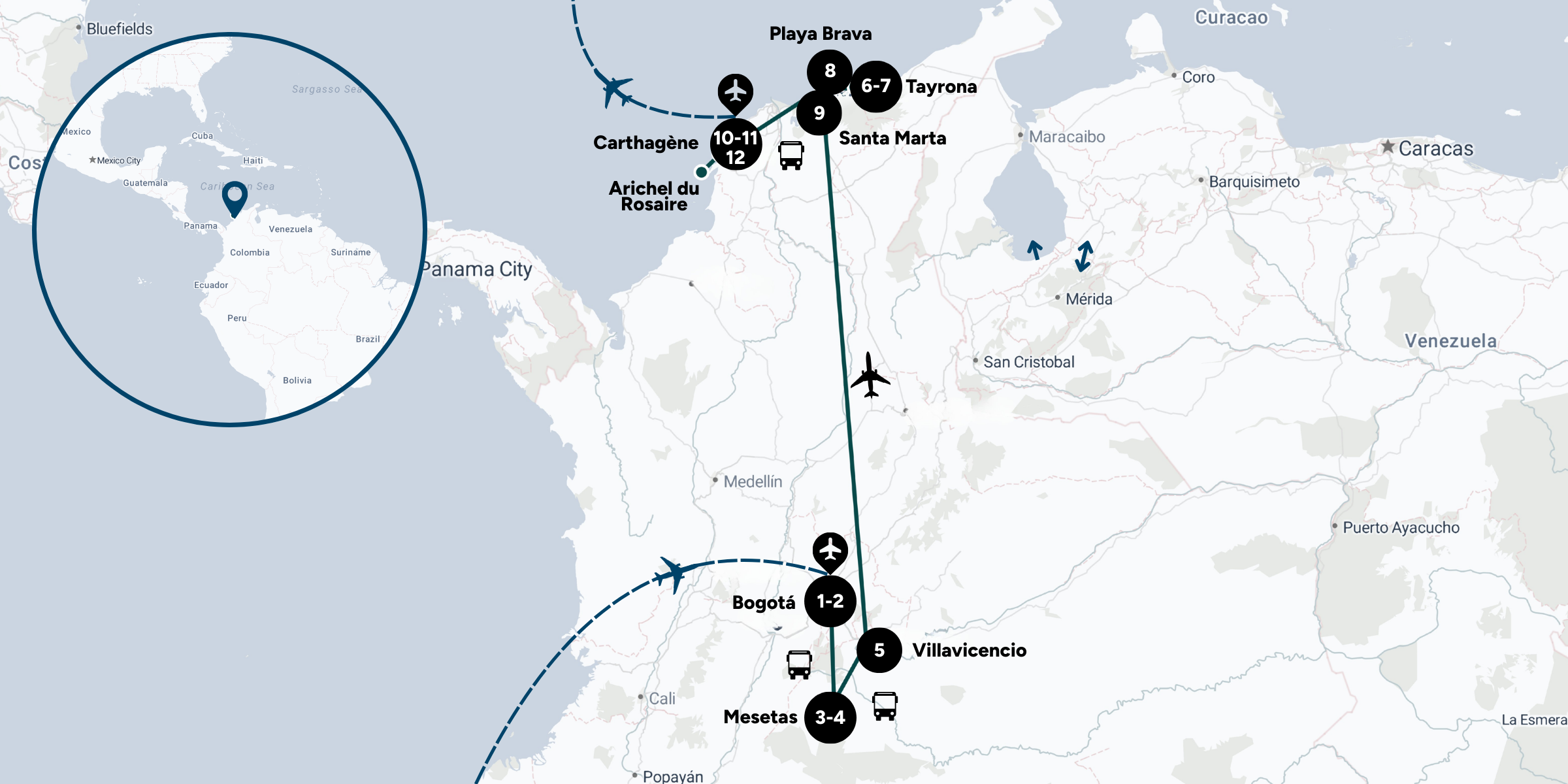 Itinéraire de ton aventure en Colombie 