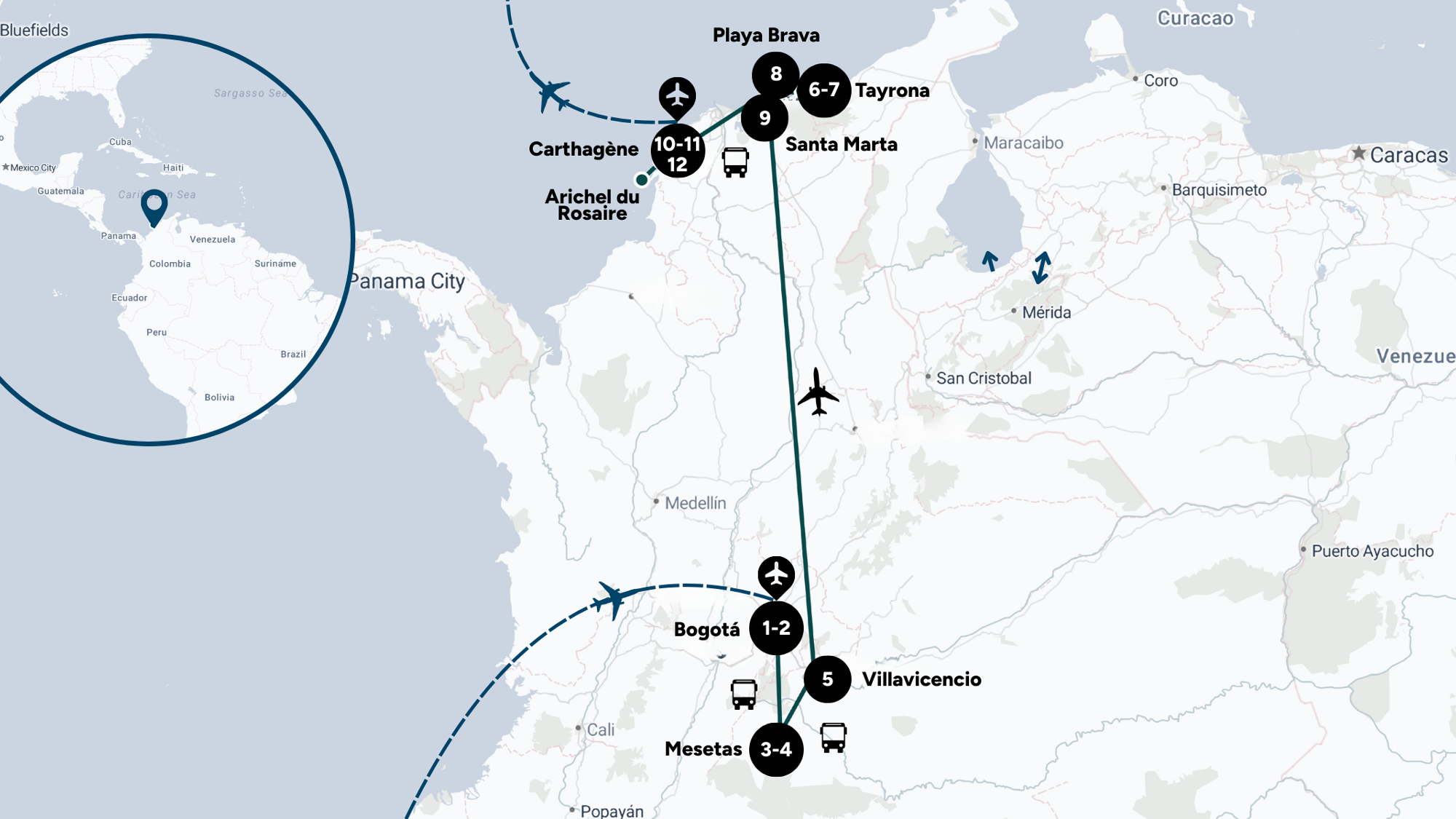 Itinéraire de ton aventure en Colombie