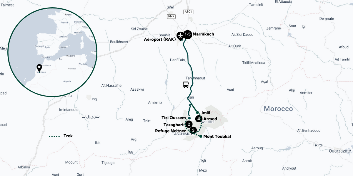 Ton itinéraire à l'assaut du Mont Toubkal