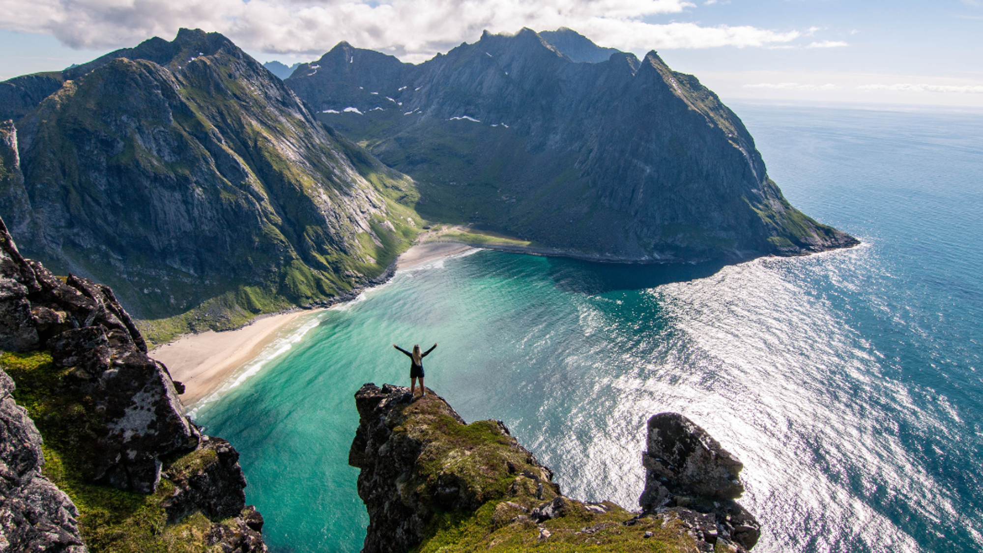 Point de vue sur la plage de Kvalvika