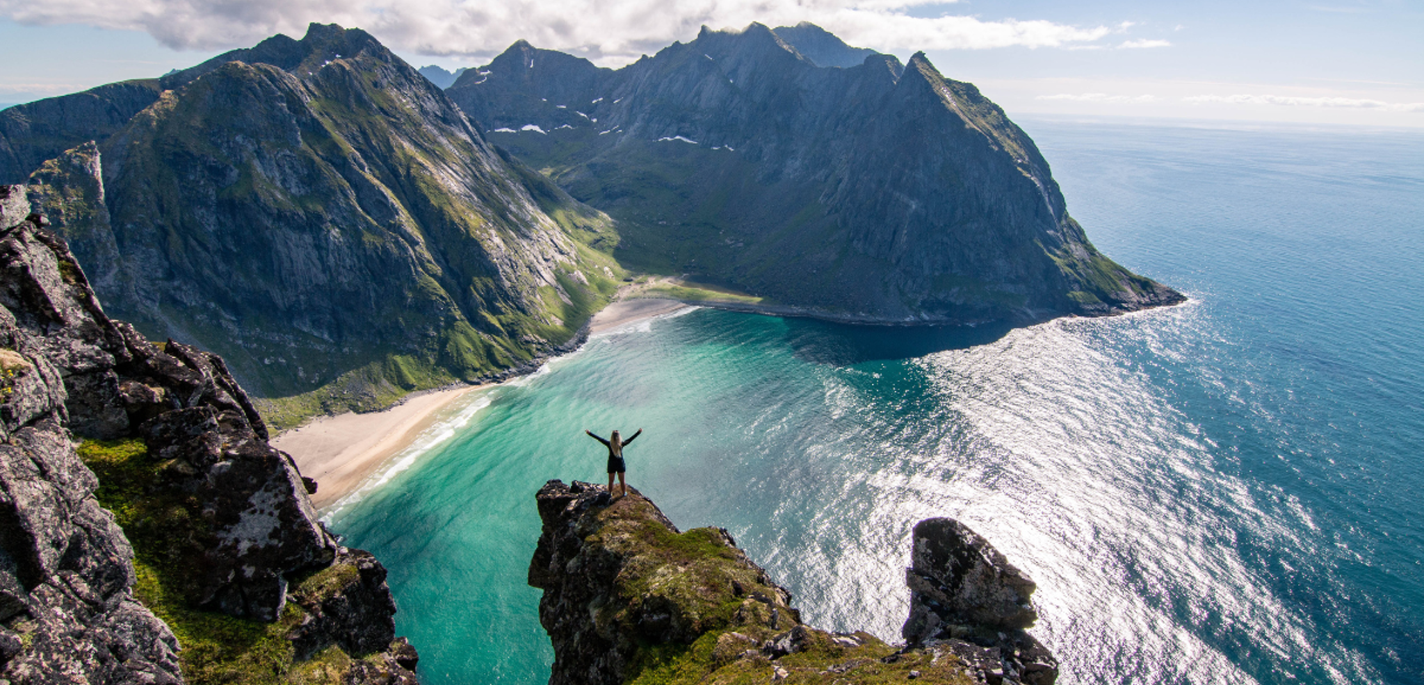 Point de vue sur la plage de Kvalvika