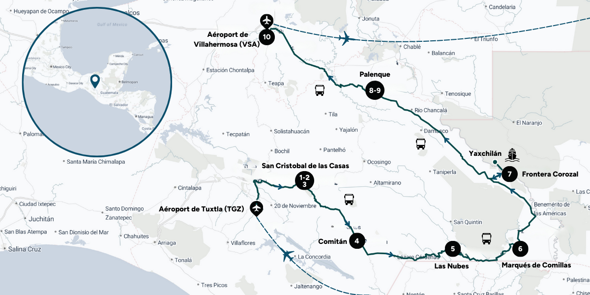 L'itinéraire de ton aventure mexicaine 