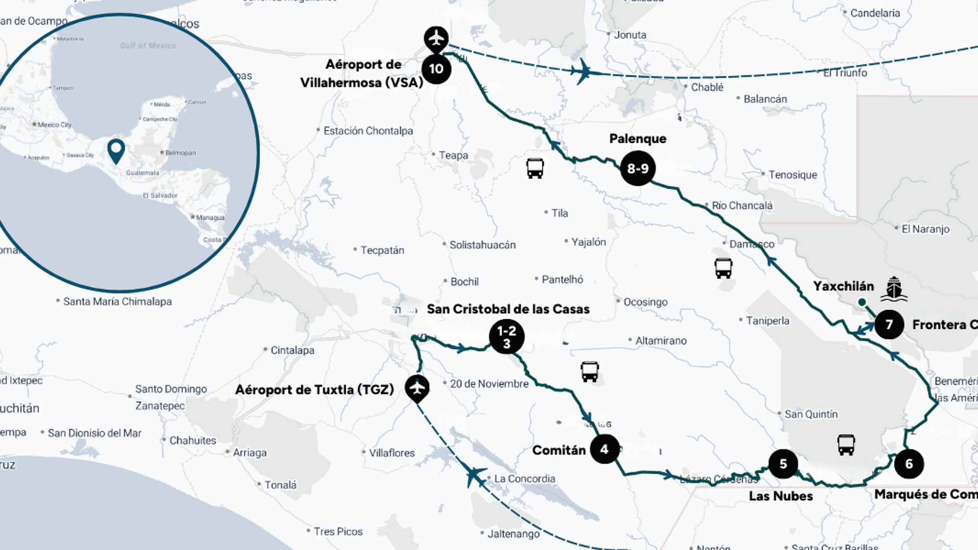 L'itinéraire de ton aventure mexicaine