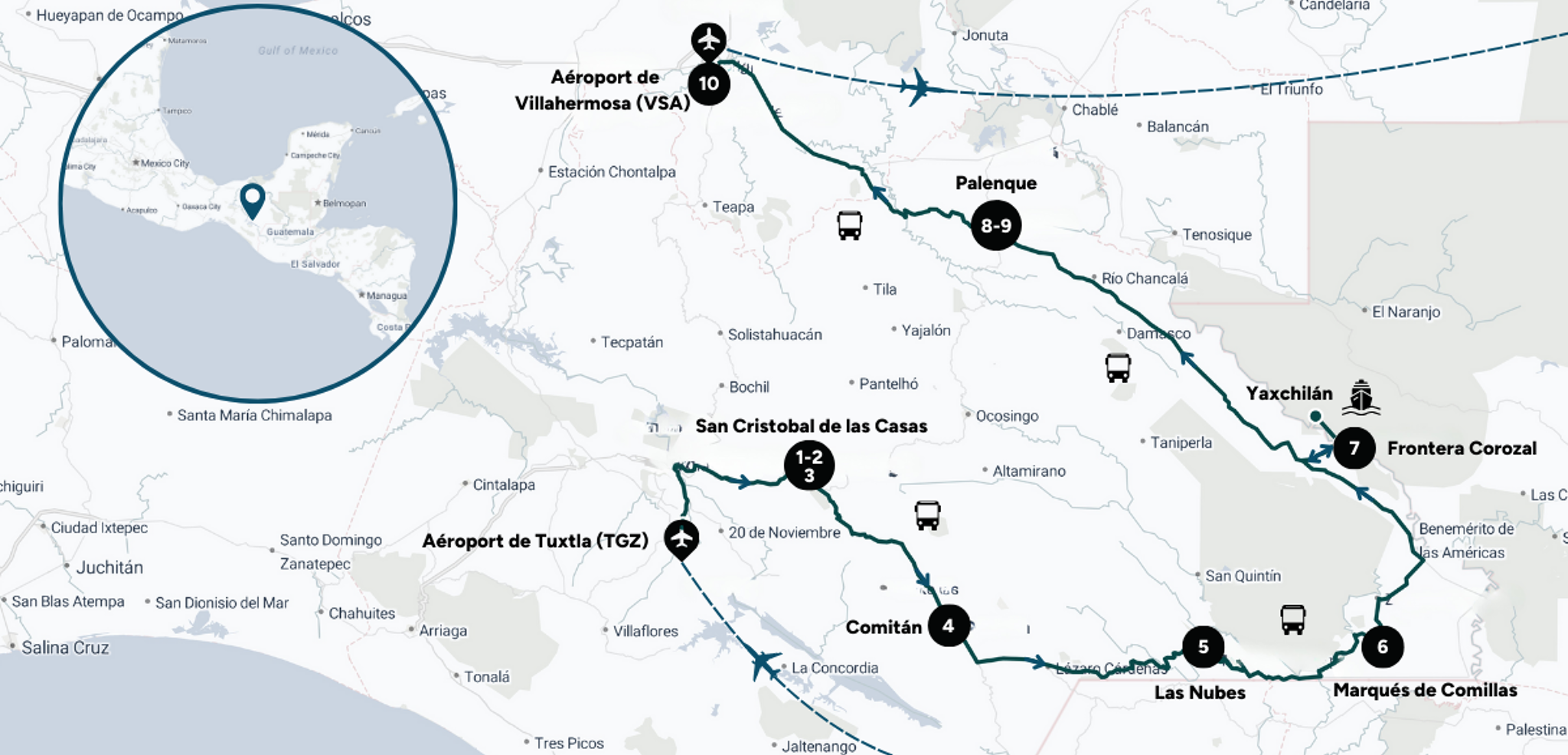 L'itinéraire de ton aventure mexicaine