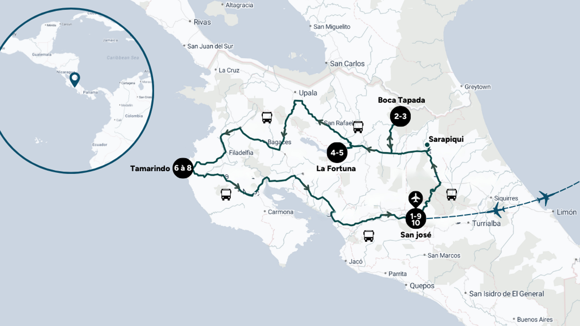 Itinéraire de ton aventure au Costa Rica