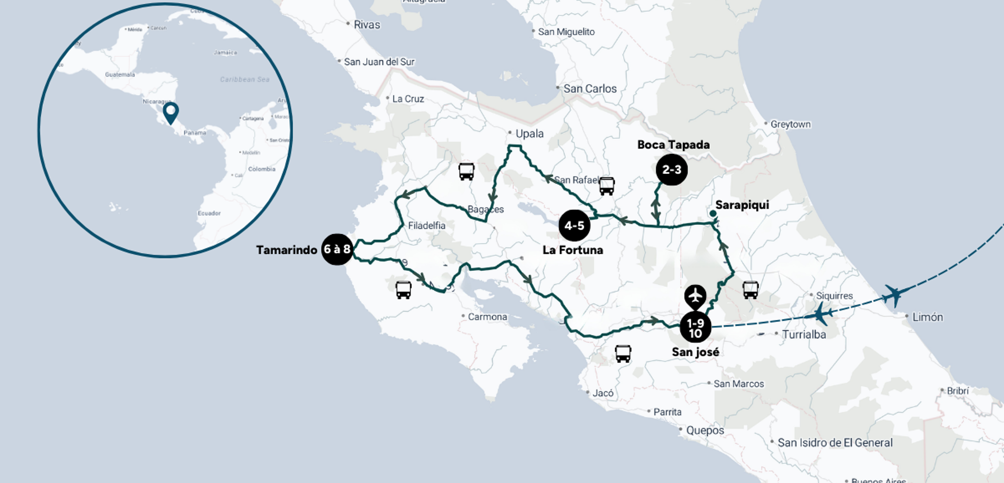 Itinéraire de ton aventure au Costa Rica