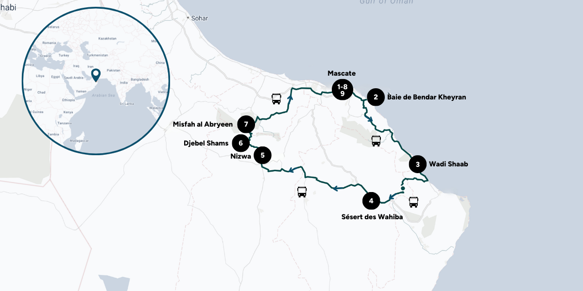 Itinéraire de ton aventure à Oman 