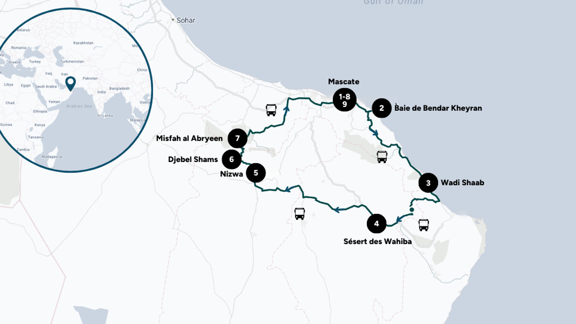 Itinéraire de ton aventure à Oman