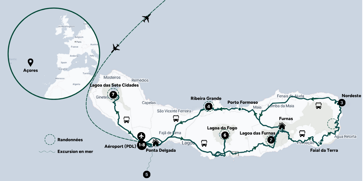 Ton itinéraire sur l'île de Sao Miguel