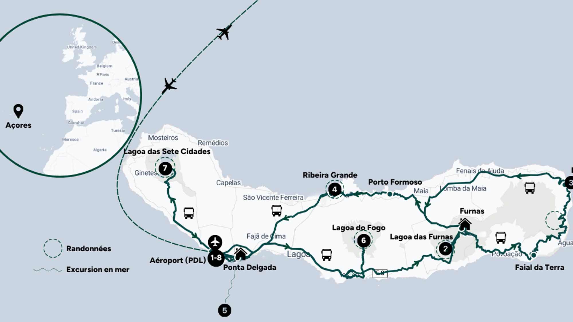 Ton itinéraire sur l'île de Sao Miguel