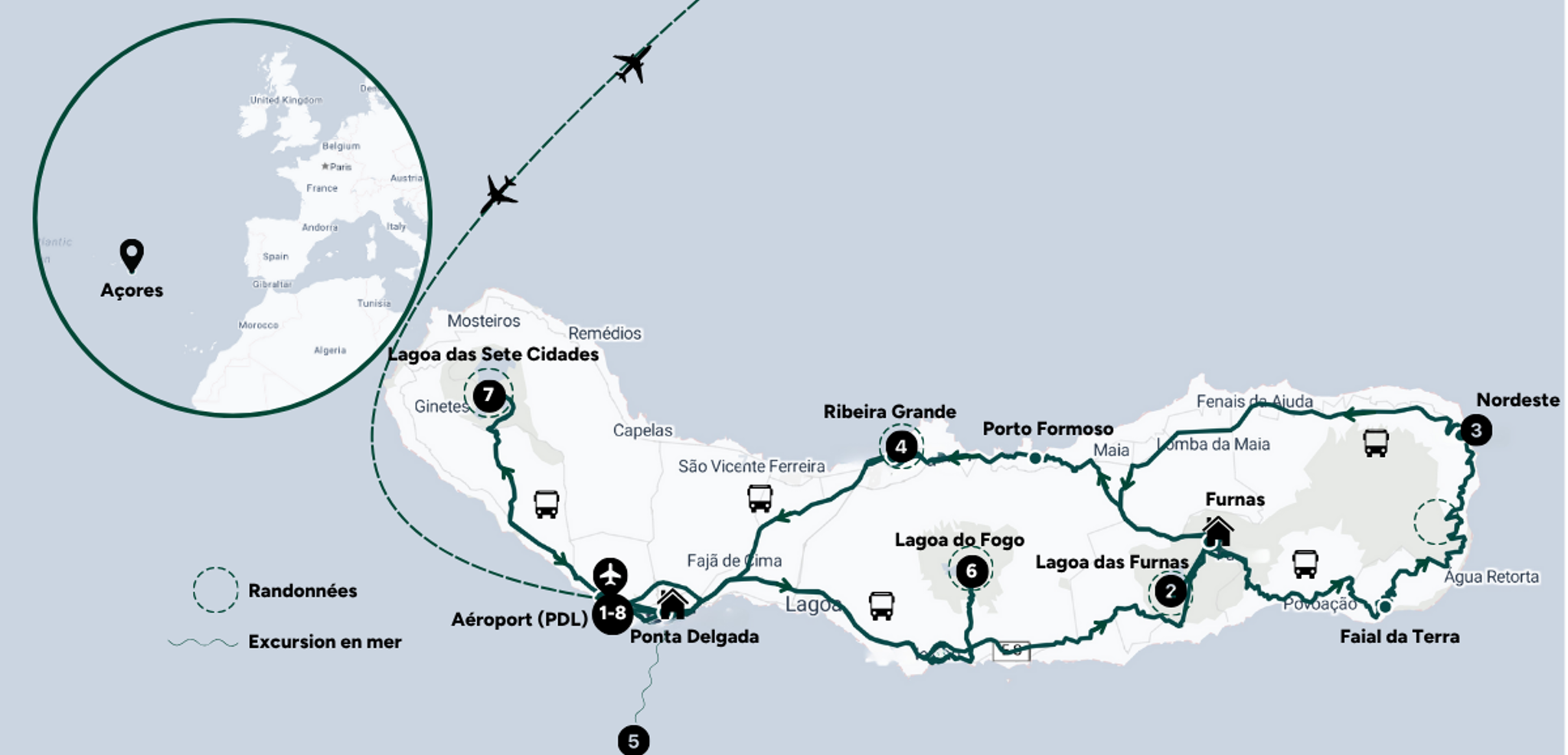 Ton itinéraire sur l'île de Sao Miguel