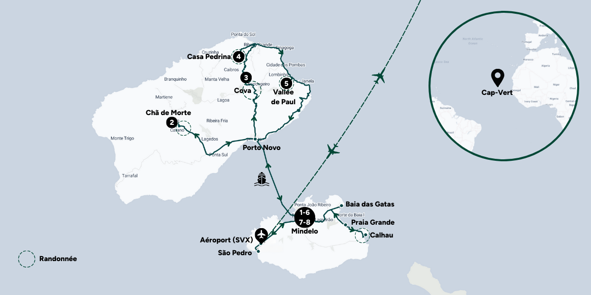 Voter itinéraire dans les îles du Cap-vert