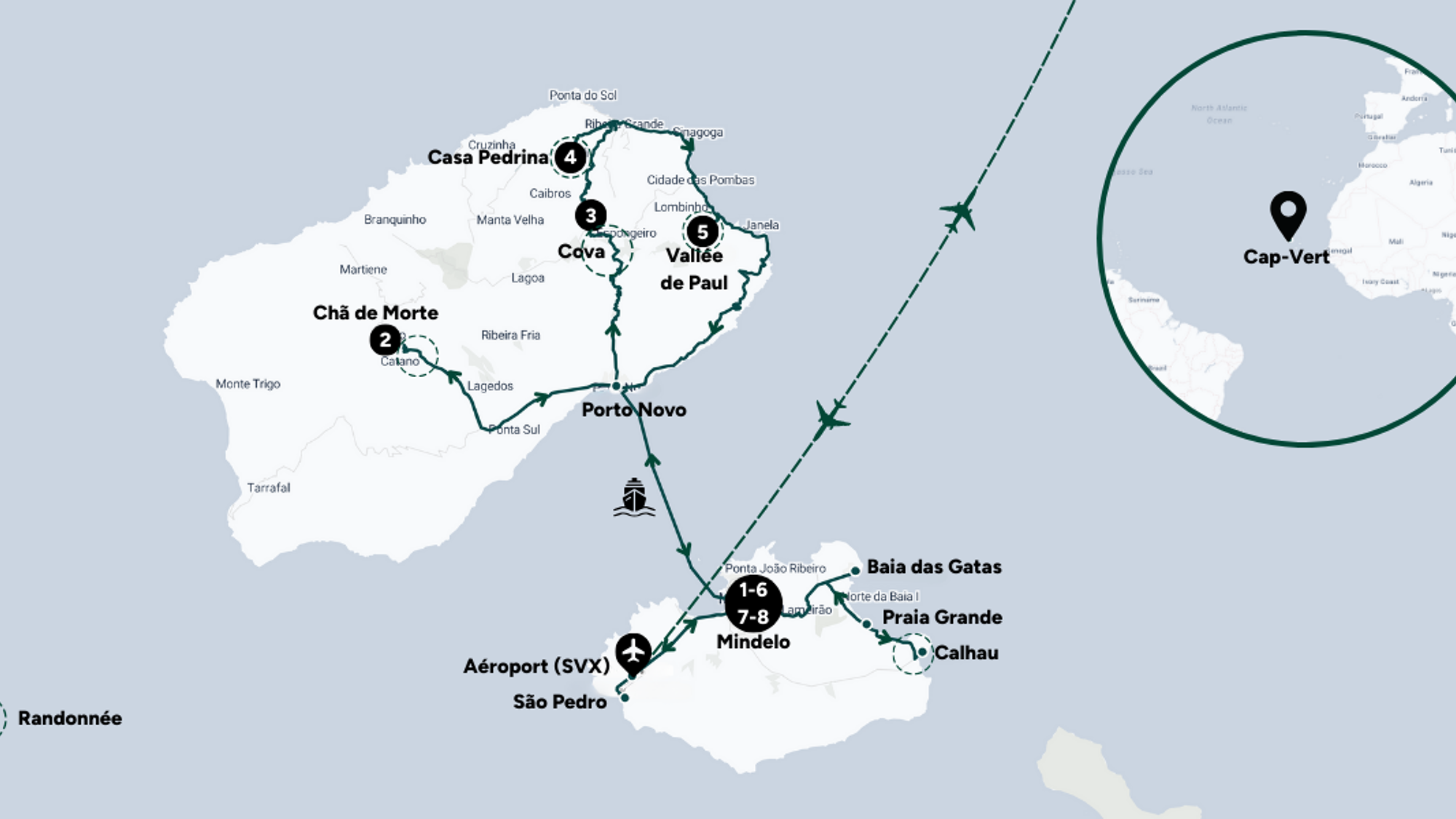 Voter itinéraire dans les îles du Cap-vert