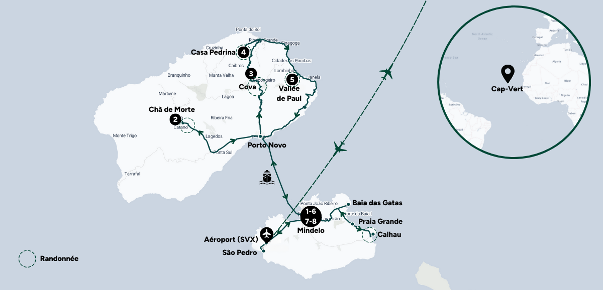 Voter itinéraire dans les îles du Cap-vert