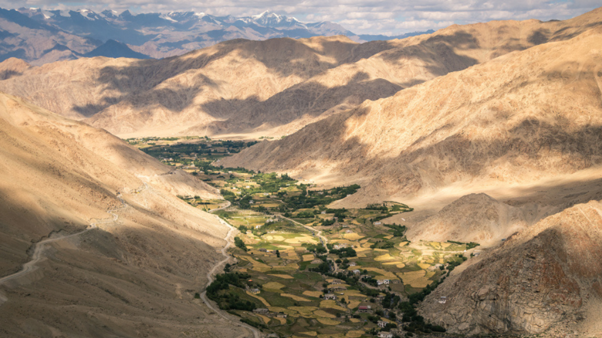 Le village de Sakti entre champs et montagnes