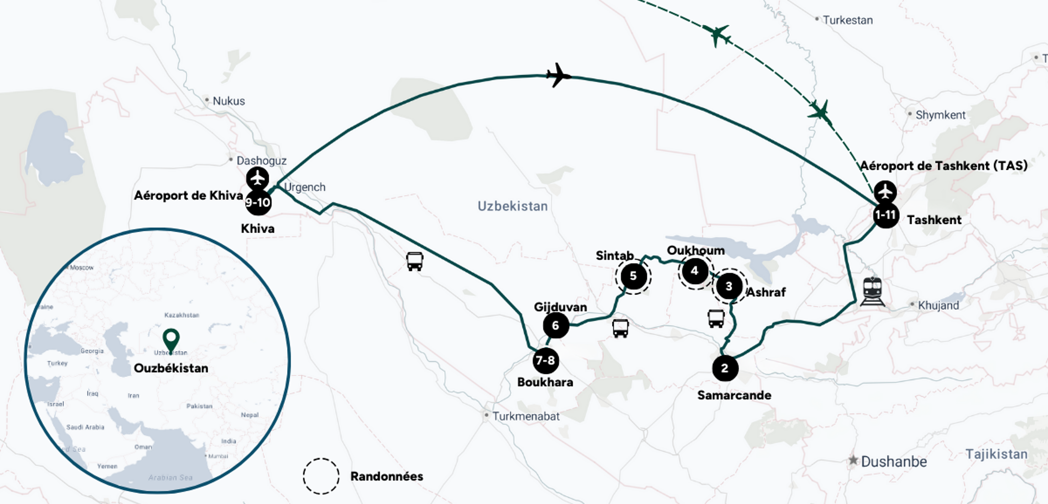 Votre itinéraire sur la route de la soie