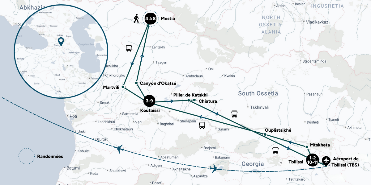 L'itinéraire du voyage 