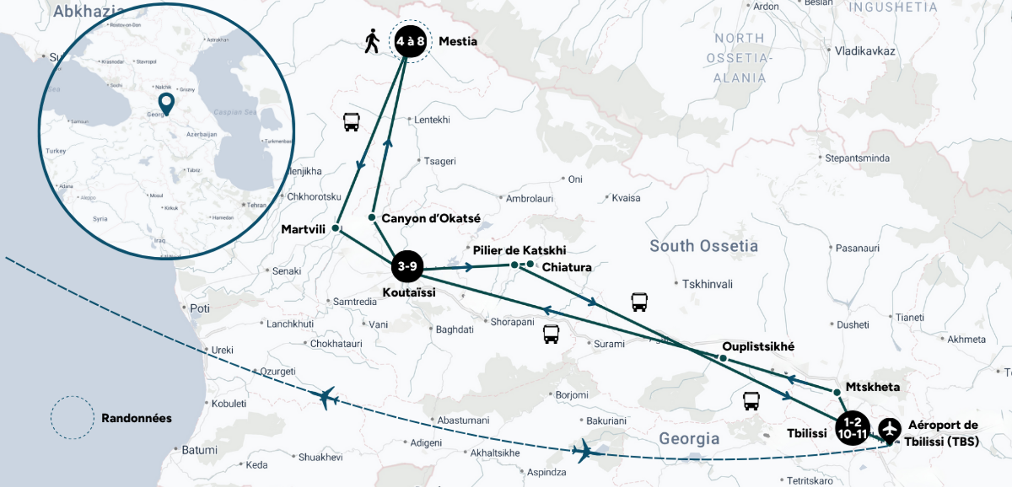 L'itinéraire du voyage