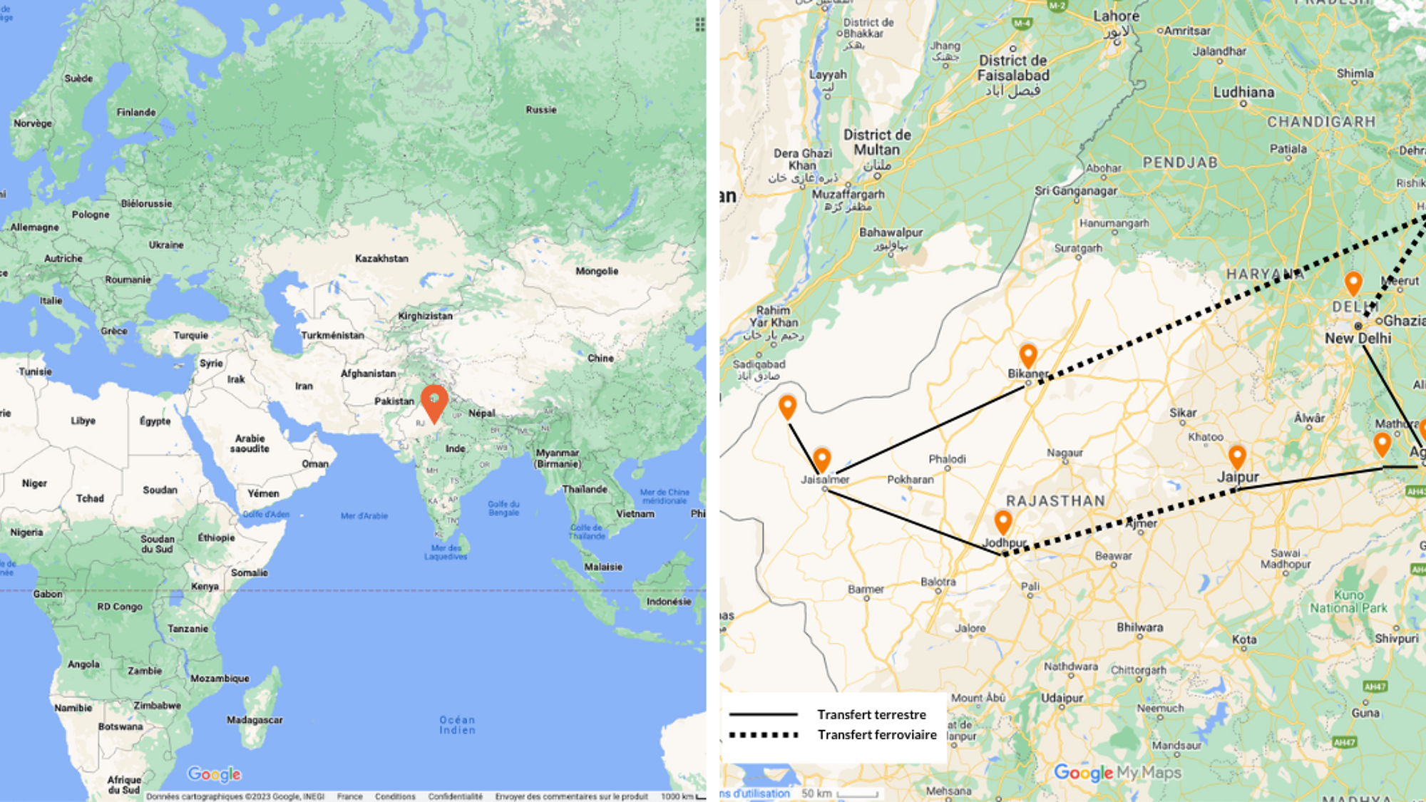Votre itinéraire à travers l'Inde du nord