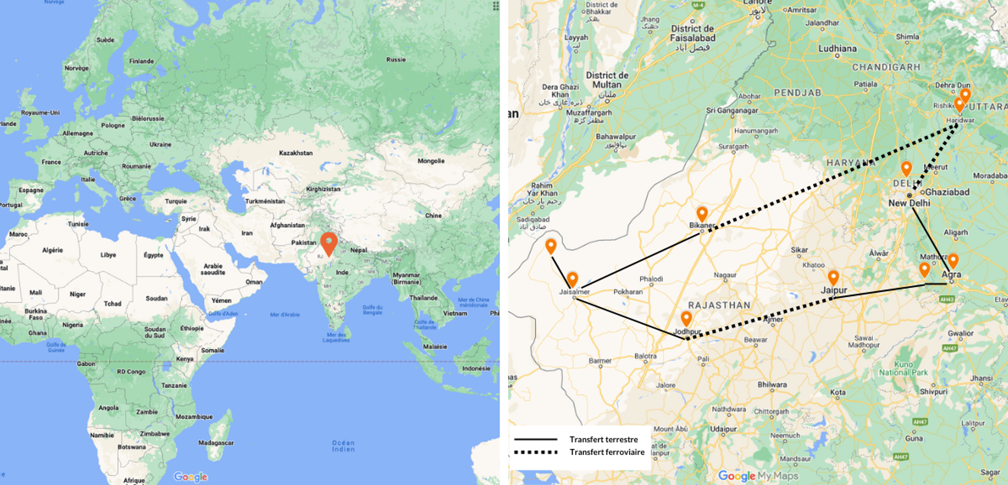 Votre itinéraire à travers l'Inde du nord