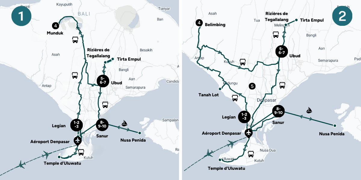 L'itinéraire de votre voyage (selon la date de départ) 