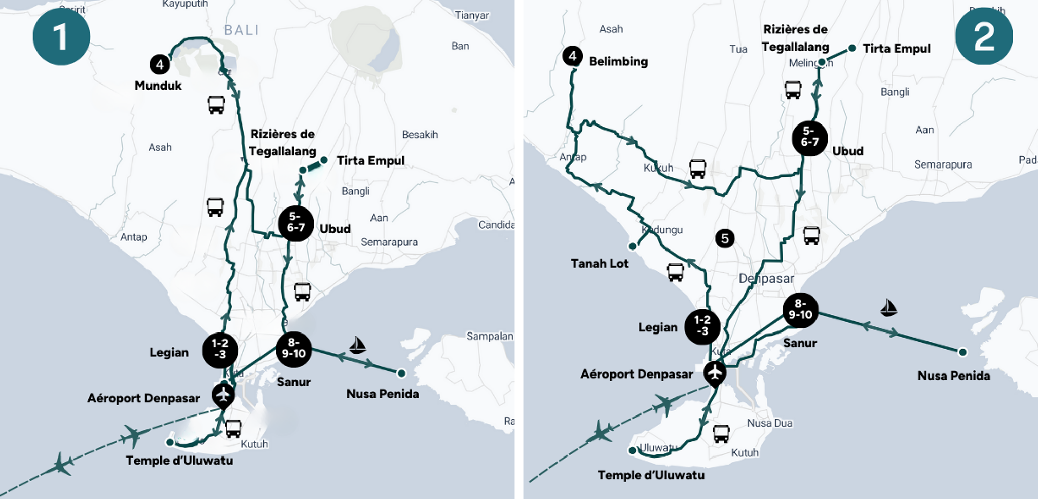 L'itinéraire de votre voyage (selon la date de départ)