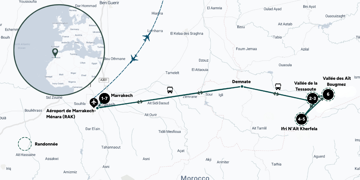 Itinéraire de ton trek au Maroc 