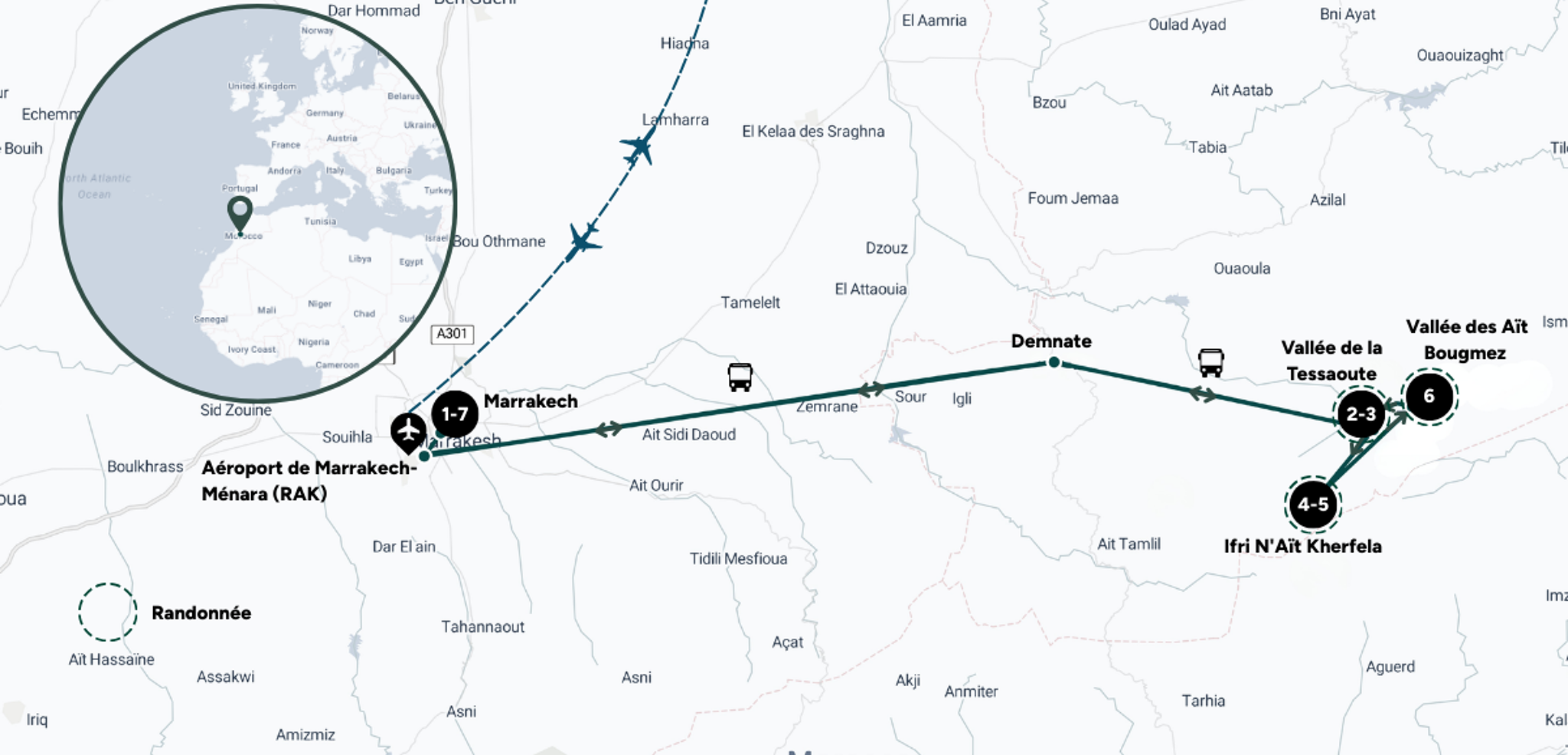 Itinéraire de ton trek au Maroc