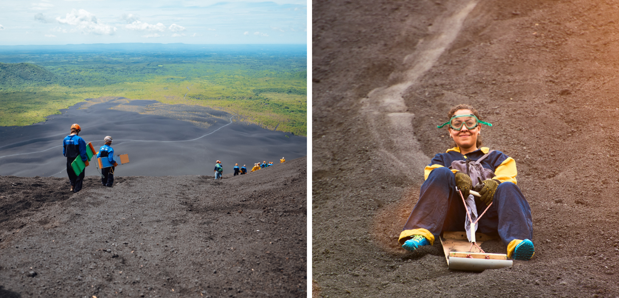 Et dévalez les pentes d'un volcan en luge !