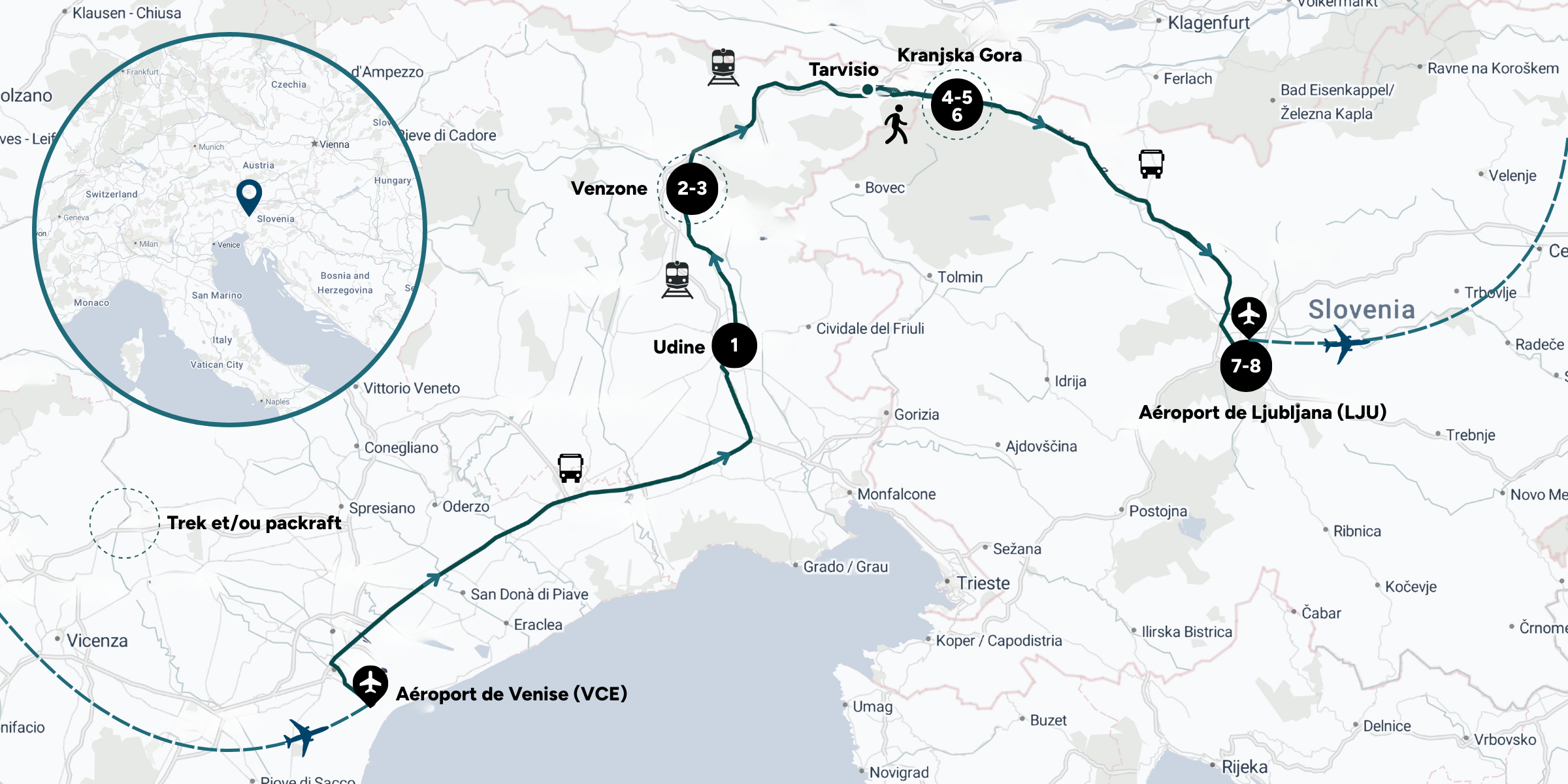 Itinéraire de ton aventure en Italie et Slovénie 