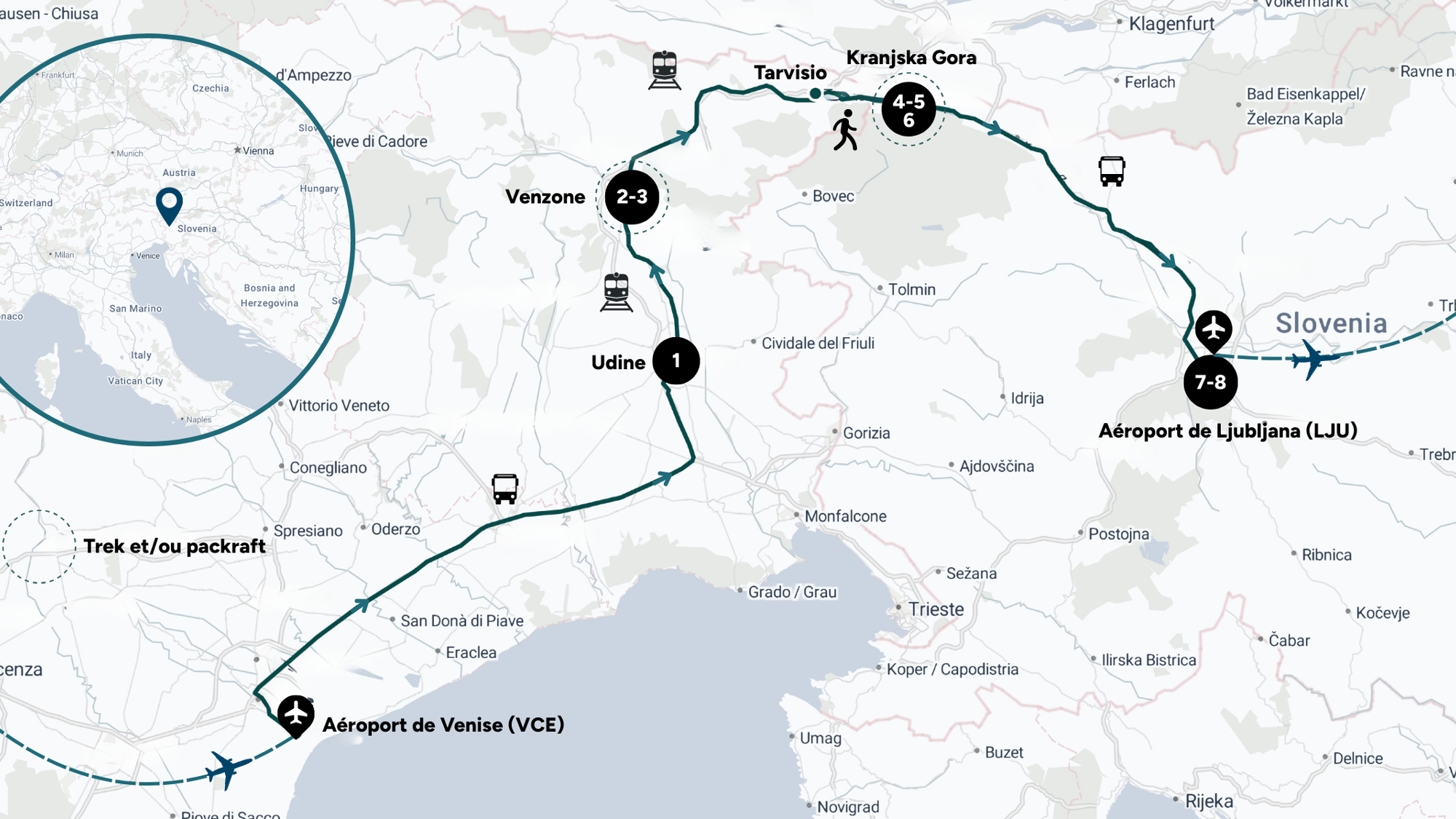 Itinéraire de ton aventure en Italie et Slovénie