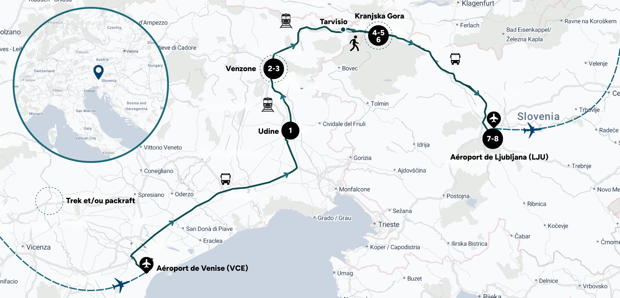 Itinéraire de ton aventure en Italie et Slovénie