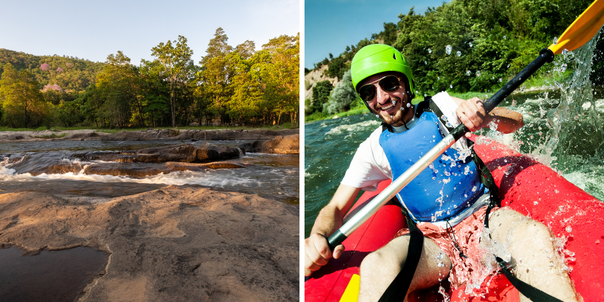 Avant d'embarquer pour une descente en rafting 
