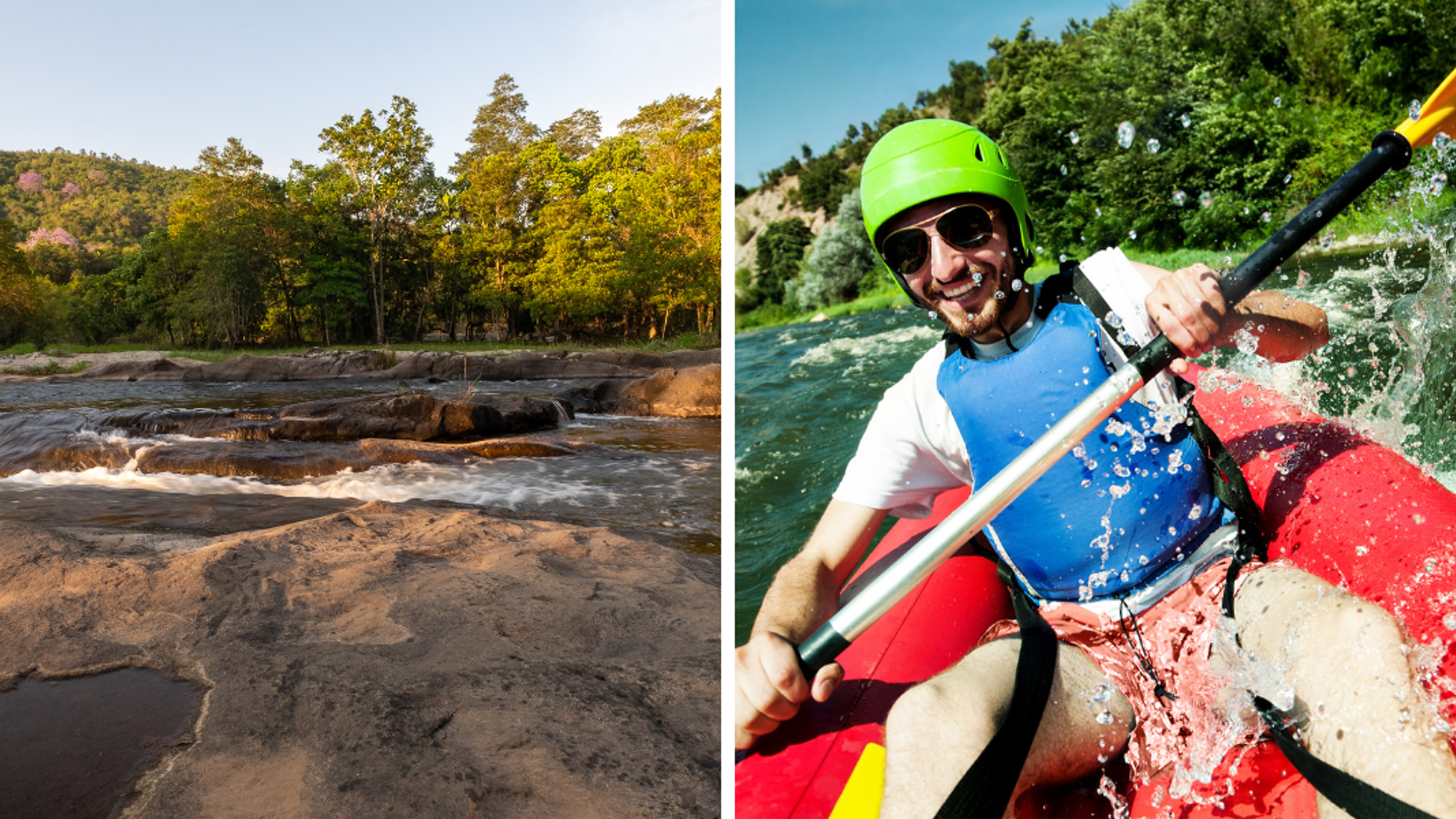 Avant d'embarquer pour une descente en rafting