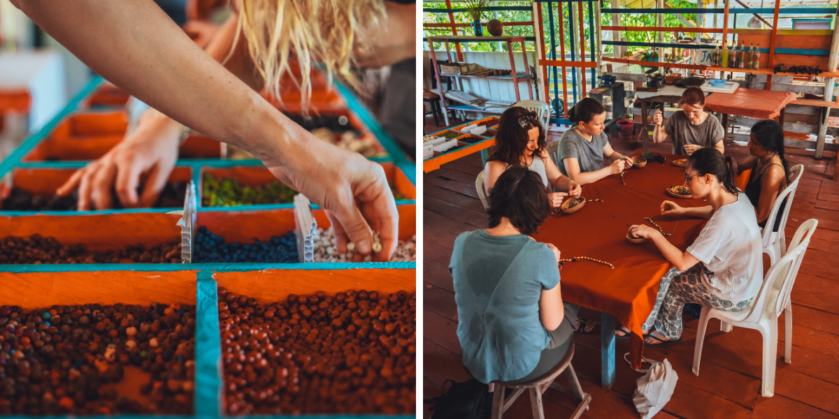 Confection de collier en graines d'açaï