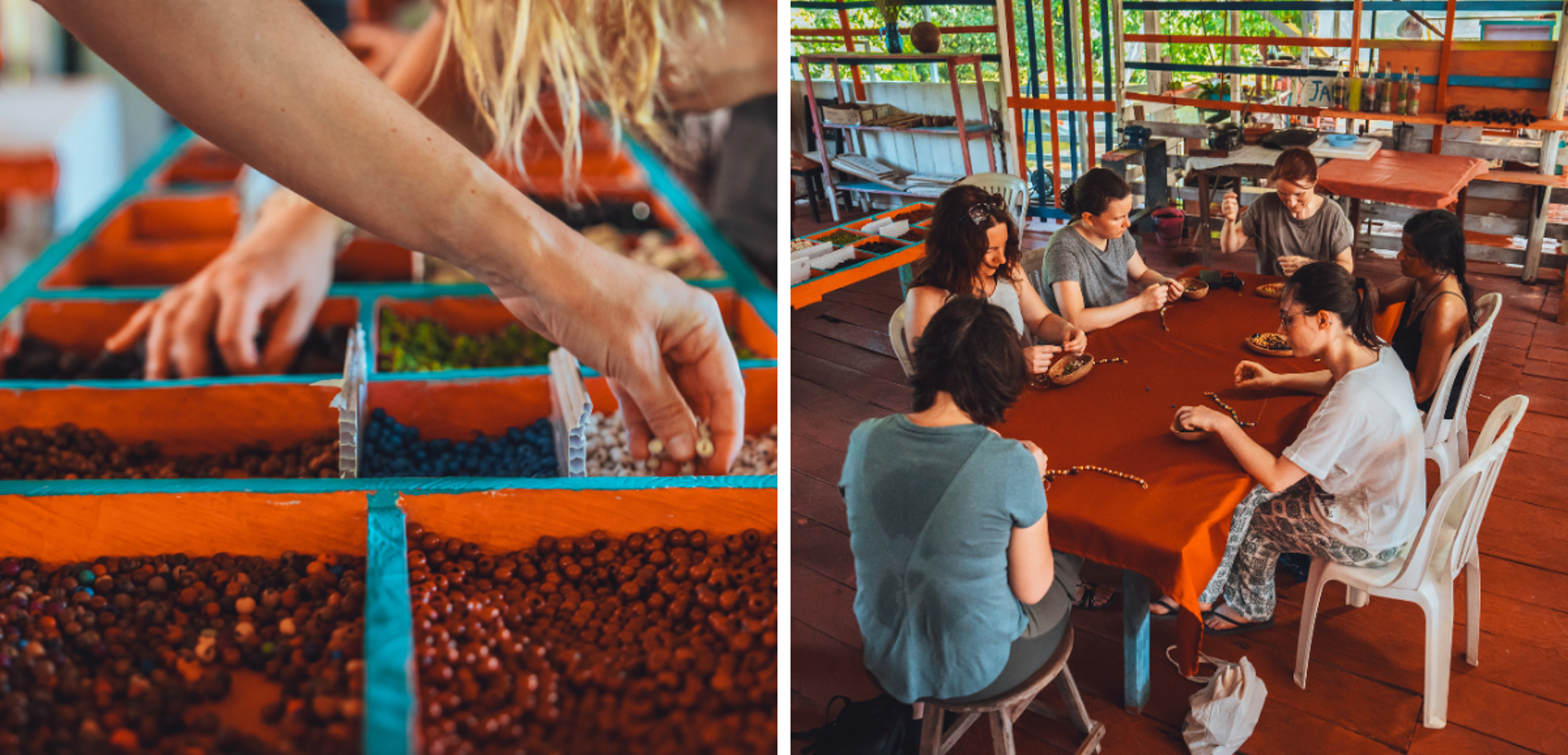 Confection de collier en graines d'açaï
