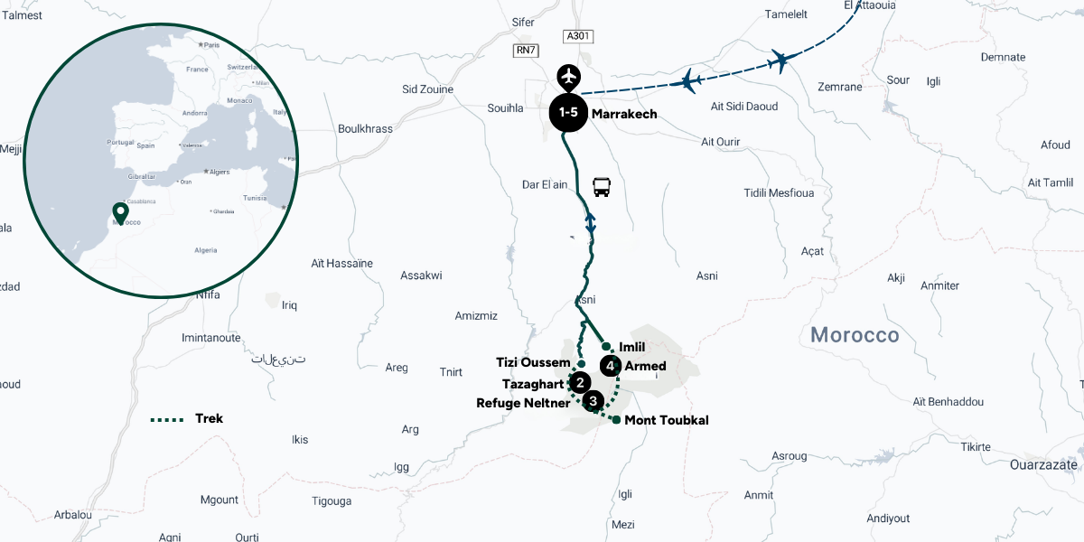 Itinéraire de ton trek au Maroc 