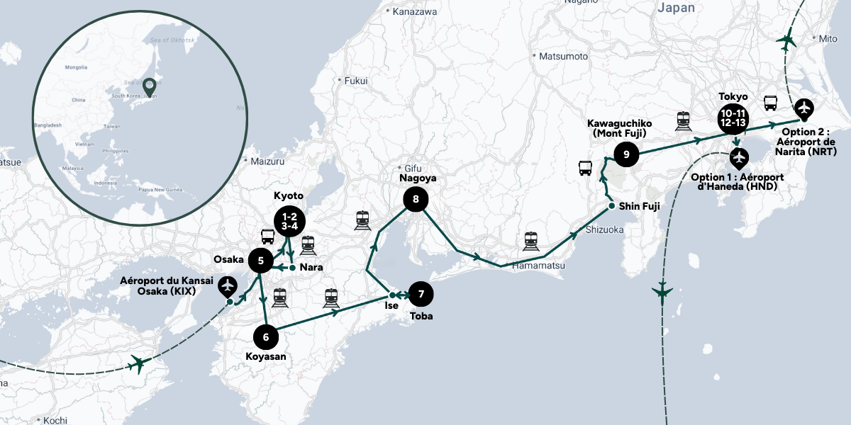 Itinéraire de ton aventure au Japon 