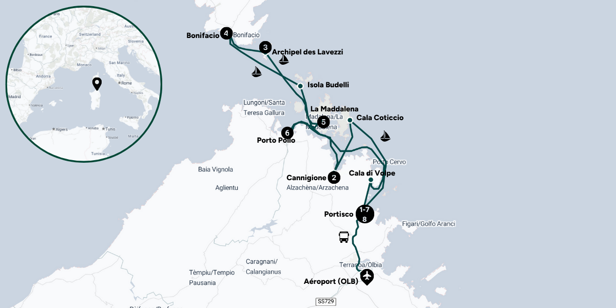 L’itinéraire de ta croisière (sous réserve des conditions météo)