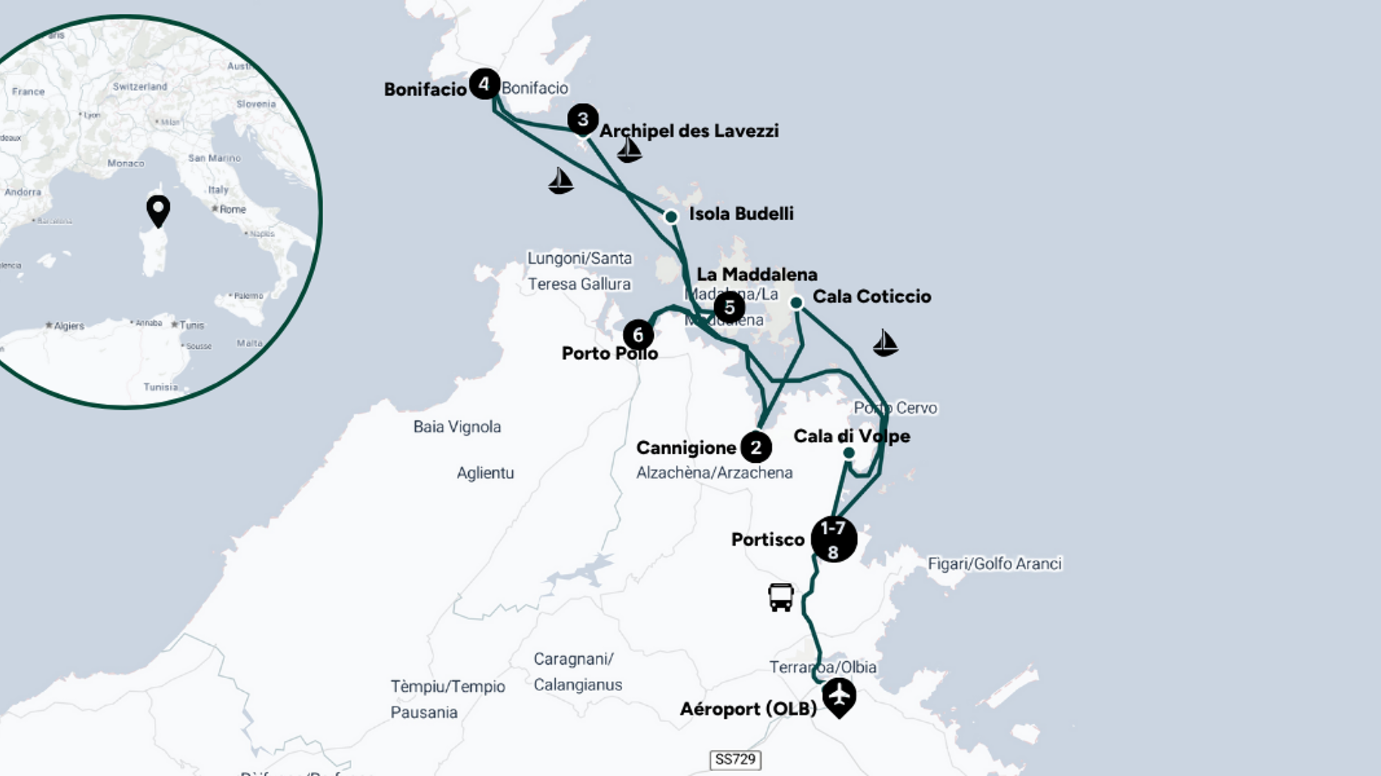 L’itinéraire de ta croisière (sous réserve des conditions météo)