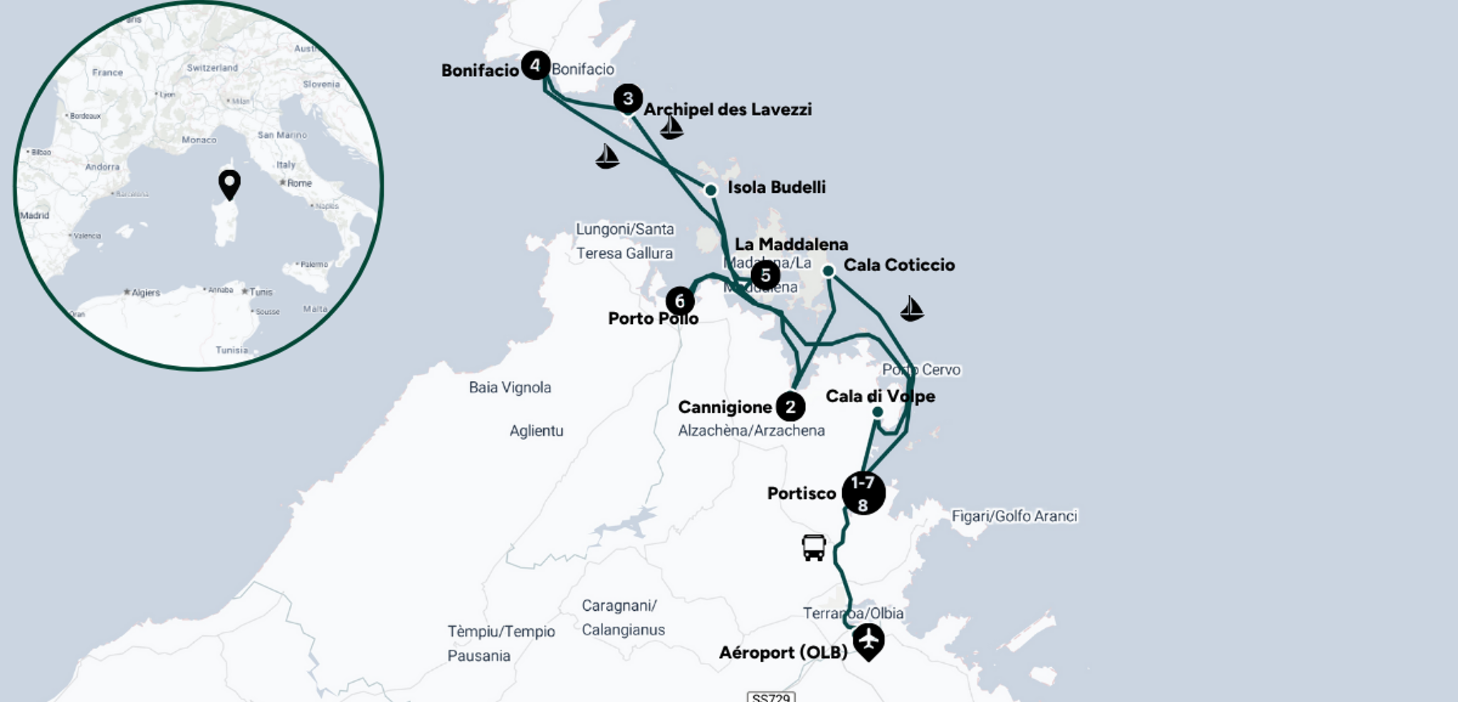 L’itinéraire de ta croisière (sous réserve des conditions météo)