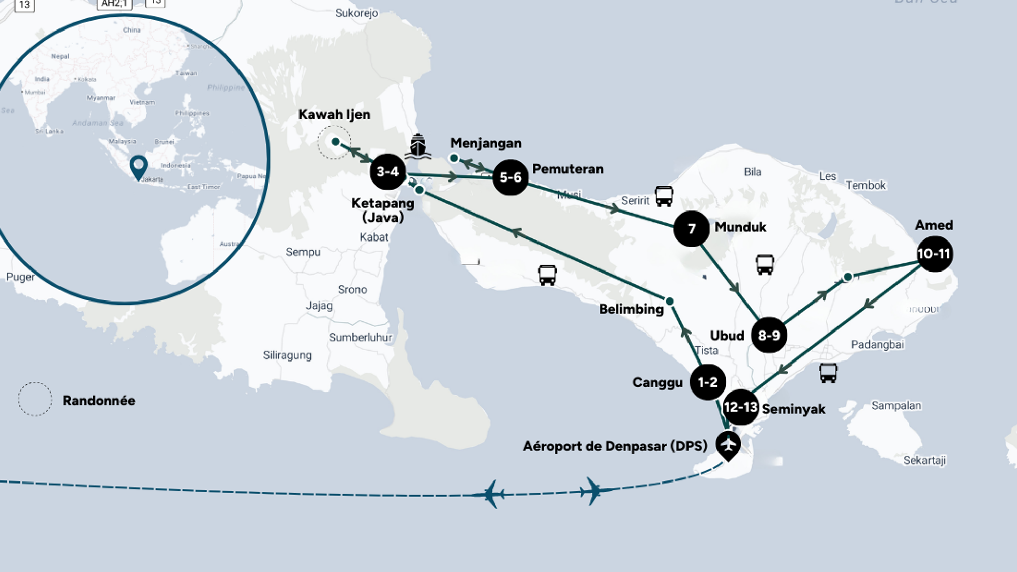 Itinéraire de ton aventure en Indonésie