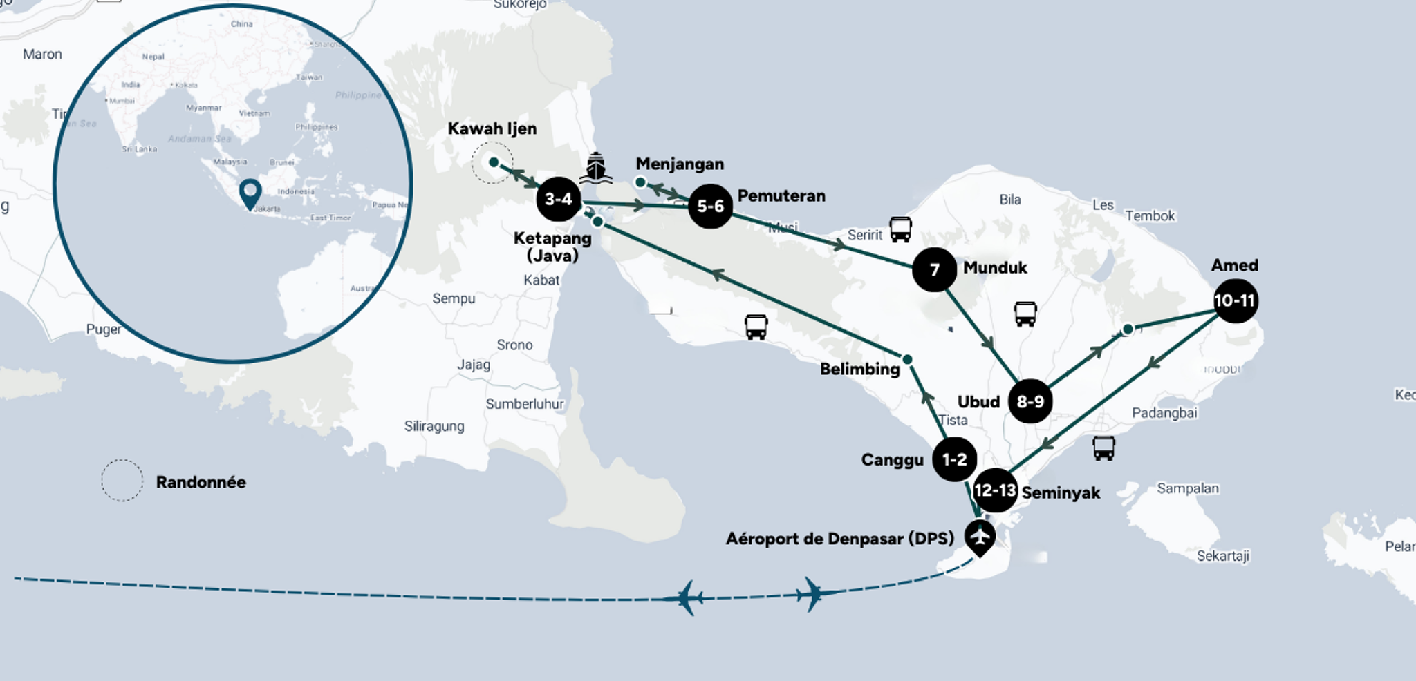 Itinéraire de ton aventure en Indonésie