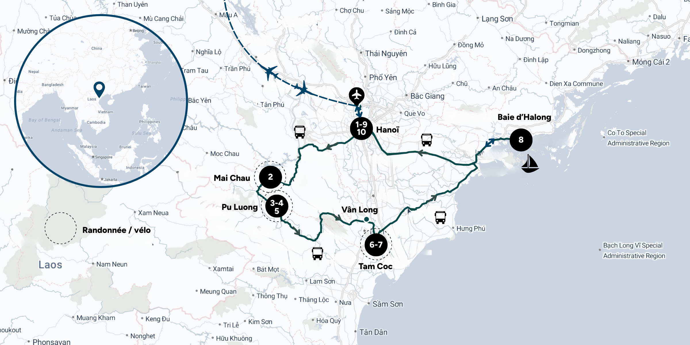 Itinéraire de ton trek au Vietnam 