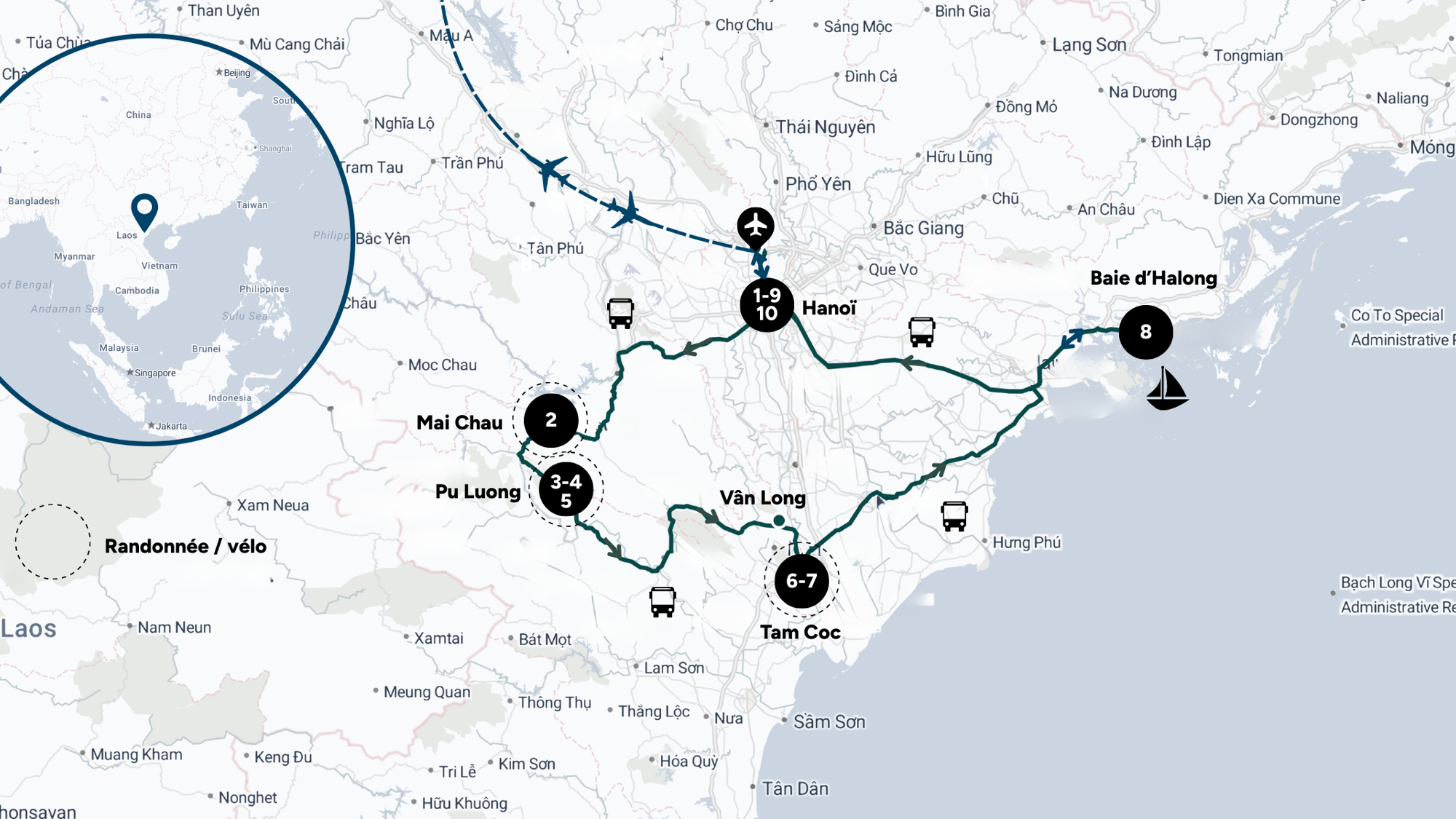 Itinéraire de ton trek au Vietnam